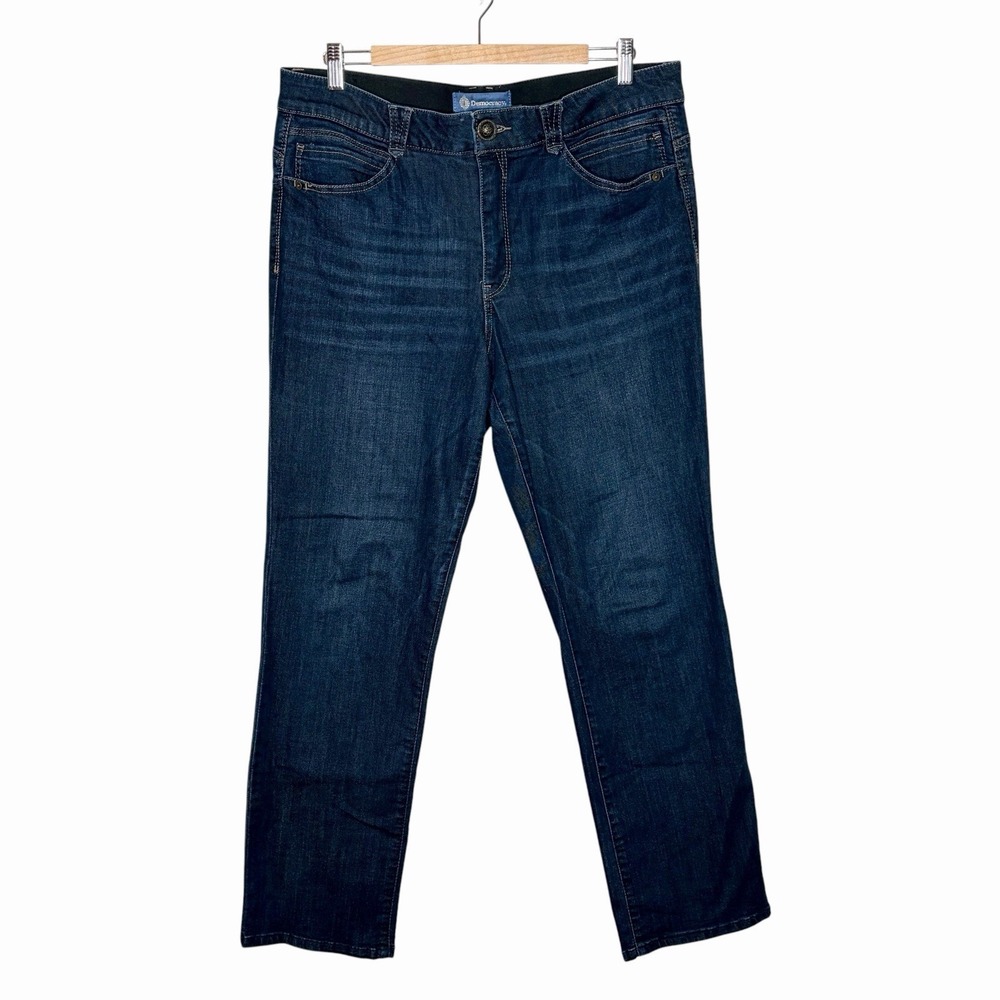 Democracy Ab Solution Straight Leg Jeans Womens Size 16 Mid Rise Slimming Dark